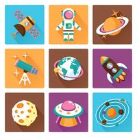 Space flat icons set vector