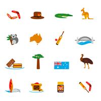 Australia iconos conjunto plana vector