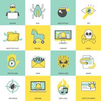 Hacker icons flat line vector