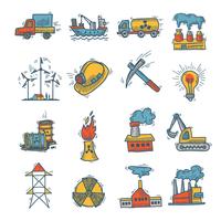 Industrial sketch icon set vector