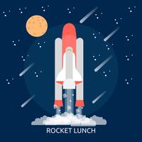 Rocket Lunch Conceptual Ilustración Diseño vector