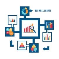 Business chart icons set vector