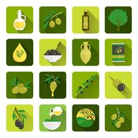 Iconos de aceitunas planas vector