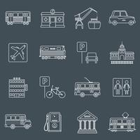 City infrastructure icons outline vector