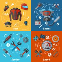 Motorcycle parts flat set vector