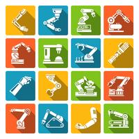 Robotic arm icons flat vector