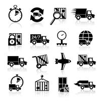 Delivery icons set black vector