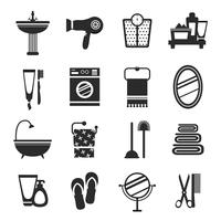 Bathroom icon set black and white vector