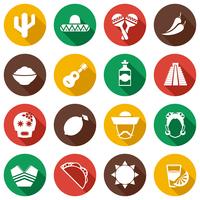 Mexico flat icons set vector