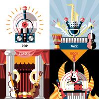 Conjunto plano de instrumentos musicales vector