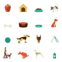 Iconos de perro planos vector