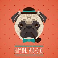 Hipster dog portrait vector