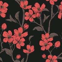 Blooming tree pattern with flowers vector