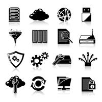 Base de datos iconos negros vector