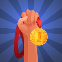 Hand holding medal vector