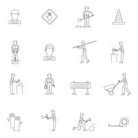 Road worker outline icon vector