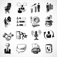 Office sketch icons set vector