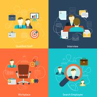 Human resources flat icons composition vector