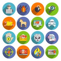 Hacker icons flat set vector