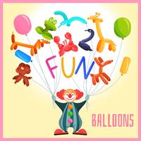 Clown with balloons  vector