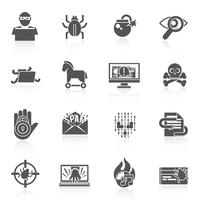 Hacker icons black set vector