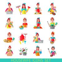Housewife Icon Set vector