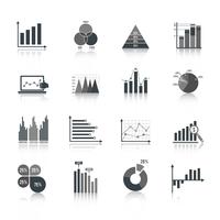 Business chart icons set vector