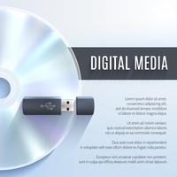 Unidad flash usb con cd vector