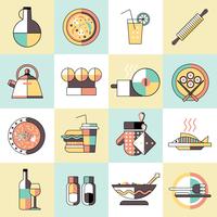 Cooking food icons flat line vector