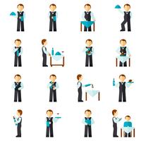 Waiter Man Icon Flat vector