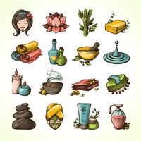 Spa Sketch iconos de colores vector