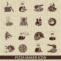 icono de fabricante de pizza negro vector