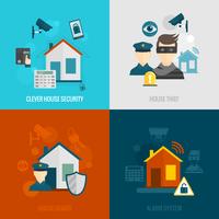 Home security flat set vector