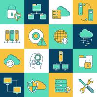 Network and server icon set vector