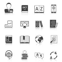 Translation and dictionary icons set vector