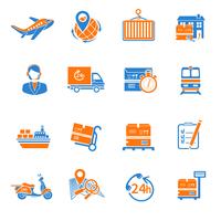 Logistic icons set orange vector