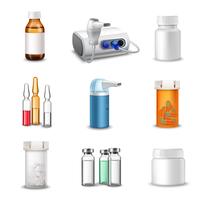 Botellas médicas realistas. vector