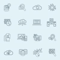 Database analytics icons outline vector