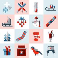 Winter icons set vector