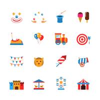 Amusement Park Icons Flat vector