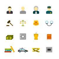 Crime and Punishments Icons Set vector