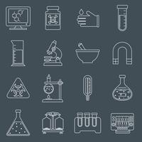 Laboratory equipment icons outline