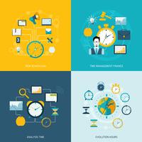 Time management flat icons vector