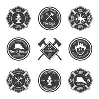 Fire department emblems black vector