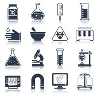 Laboratory equipment icons black