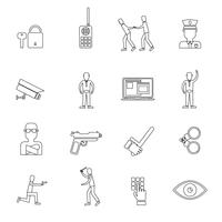 Security Guard Outline Icons vector