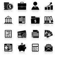 Conjunto de iconos de contabilidad negro vector