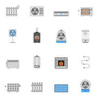 Heating and cooling flat vector