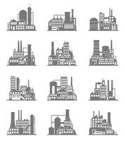 Conjunto de iconos de edificio industrial vector