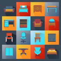 Furniture Icons Flat vector